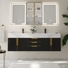 59" Double Sink Floating Vanity Set with LED Medicine Cabinet with Storage