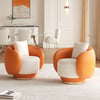 Suncurve Performance Leather Swivel Barrel Accent Chair with Pillow, Set of 2