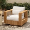 Moderner Outdoor Skulptural Geriffelter 360-Grad Drehsessel in Natur