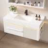 100 cm Wall-Mounted Bathroom Vanity with Sintered Stone Top, LED Sensor Light