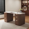 Modern 64" Rounded Edge Walnut Sintered Stone Desk with Dual Storage
