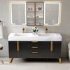 59" Double Sink Freestanding Vanity Set with LED Medicine Cabinet , Storage