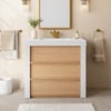 92cm Single Bathroom Vanity with Ceramic Sink, Sintered Stone Top