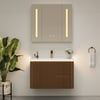 Modern 80 cm Floating Fluted Bathroom Vanity with Sink, Soft LED, Ample Storage