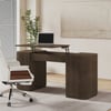 Velign 60" Walnut Standing Computer Desk with 2-Door Storage Cabinet