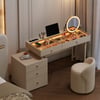 Selvo Saddle Leather Extendable Makeup Vanity Set with LED Mirror & Stool (120–157 cm)