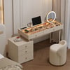 Selvo Oatmeal Saddle Leather LED-Makeup Vanity Set with Charing Station and Mirror
