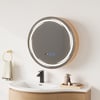 24" Round LED Natural Medicine Cabinet with Storage, Anti-Fog, Dimmable