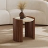20" Walnut Round Side Table with Travertine Top