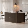 Mid-Century 72" Glossy Sintered Stone Kitchen Island with Storage, Smoky Brown