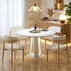 36"-47" Extendable Warm White Wood Dining Table with LED Light, Seats 2-4