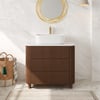 81 cm (32 cale) Freestanding Bathroom Vanity z ryflowanym wykończeniem, z umywalką nablatową, 3 szuflady, blat ze spieku kwarcowego