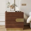 Hovra 2-Drawer Nightstand with Charging Station & Travertine Sintered Stone Top