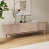 Rack de TV de 80" em Madeira de Freixo Fluted Whitewash com Armazenamento