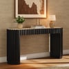 Aura 60" Ash Wood Fluted Black Console Table With Sintered Stone Top