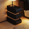 Narrow Humply Leather 3-Drawer Smart Bedside Table with Sintered Stone Top