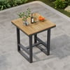 Tevara Outdoor Square Bar Table with Teak Wood Slat Top & Aluminium Frame in Dark Grey