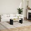 43" Japandi Oval Travertine Stone Top Coffee Table