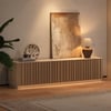 Aura 213 cm Ash Wood Fluted Walnut TV Stand with Sintered Stone Top