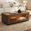 Mesa de centro de nogueira com porta de vidro de 47", armazenamento e LED