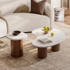 18"-47" Round Concrete Veneer Walnut Coffee Table Set