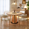 36"-47" Extendable Natural Wood Dining Table with LED Light, Seats 2-4
