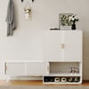 37" Warm White Shoe Storage Fluted Entryway Cabinet, Left Hand