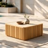 Aura Fluted Aluminum Outdoor Coffee Table with Sintered Stone Top