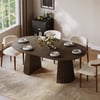 Modern 47"-79" Extendable Smoky Brown Wood Dining Table with Fluted Base, Seats 4-6