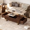 Grovyn 47" Walnut Fluted Lift-Top Coffee Table with 2 Drawers