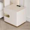Hovra 2-Drawer Nightstand with Charging Station & Travertine Sintered Stone Top