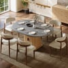 47"-63" Gray Extendable Dining Table Set with 6 Chairs
