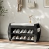 32'' Solid Wood Black Shoe Storage Entryway Bench with Shoe Rack