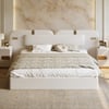 Hovra Queen Faux Leather Platform Bed with Wide Headboard & Integrated LED Lighting