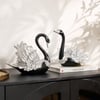 Ensemble de 2 figurines de cygne en résine – Ensemble de rangement décoratif élégant cygne noir et argent