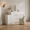 Krila White Makeup Vanity with LED Mirror & Charging Station (40"–55")
