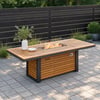 Tevara 95" Outdoor Propane Fire Pit Dining Table with Hidden Tank & Wind Shield