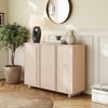 Lineva 48" Ash Wood Veneer Shoe Storage Fluted Entryway Cabinet