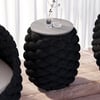 Cocaro Outdoor Rope-Woven Side Table with Storage & Slate Top in Dark Gray