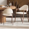 Modern Warm White Linen Dining Chair with Upholstered, 4 Pieces