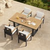 Tevara 5 Pieces Rectangle Wood & Aluminum Outdoor Patio Dining Set for 4 Person
