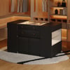 Selvo Saddle Leather Black Closet Island with Storage, Light and Jewelry Display