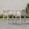 Tevara Outdoor Aluminium Frame & Teak Wood Armrest Bar Stools in Sand, Set of 2