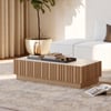 Aura 47" Ash Wood Slatted Coffee Table with Sintered Stone Top