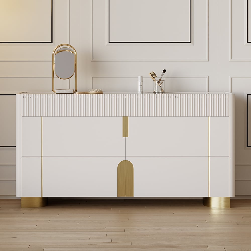 Avis Clients sur Artus 1500mm Commode à 6 Tiroirs Plateau en Verre îlot avec Présentoir à Bijoux