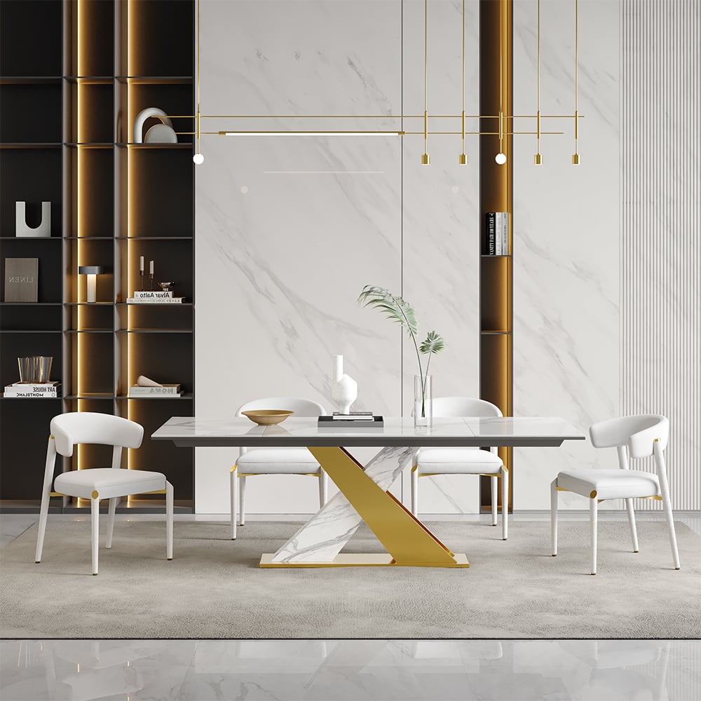 Questions et Réponses pour Lot de 2 Chaise de Salle à Manger Blanc Moderne avec Revêtement en Cuir PU Tissé et Structure en Métal