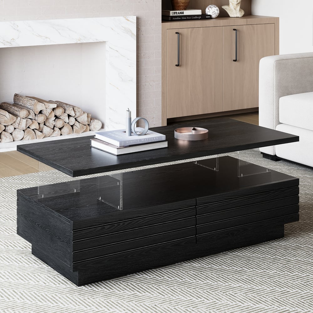 Customer Reviews for Lumoe 1200mm Modern Black Rectangular Acrylic LED Lights Coffee Table with Storage