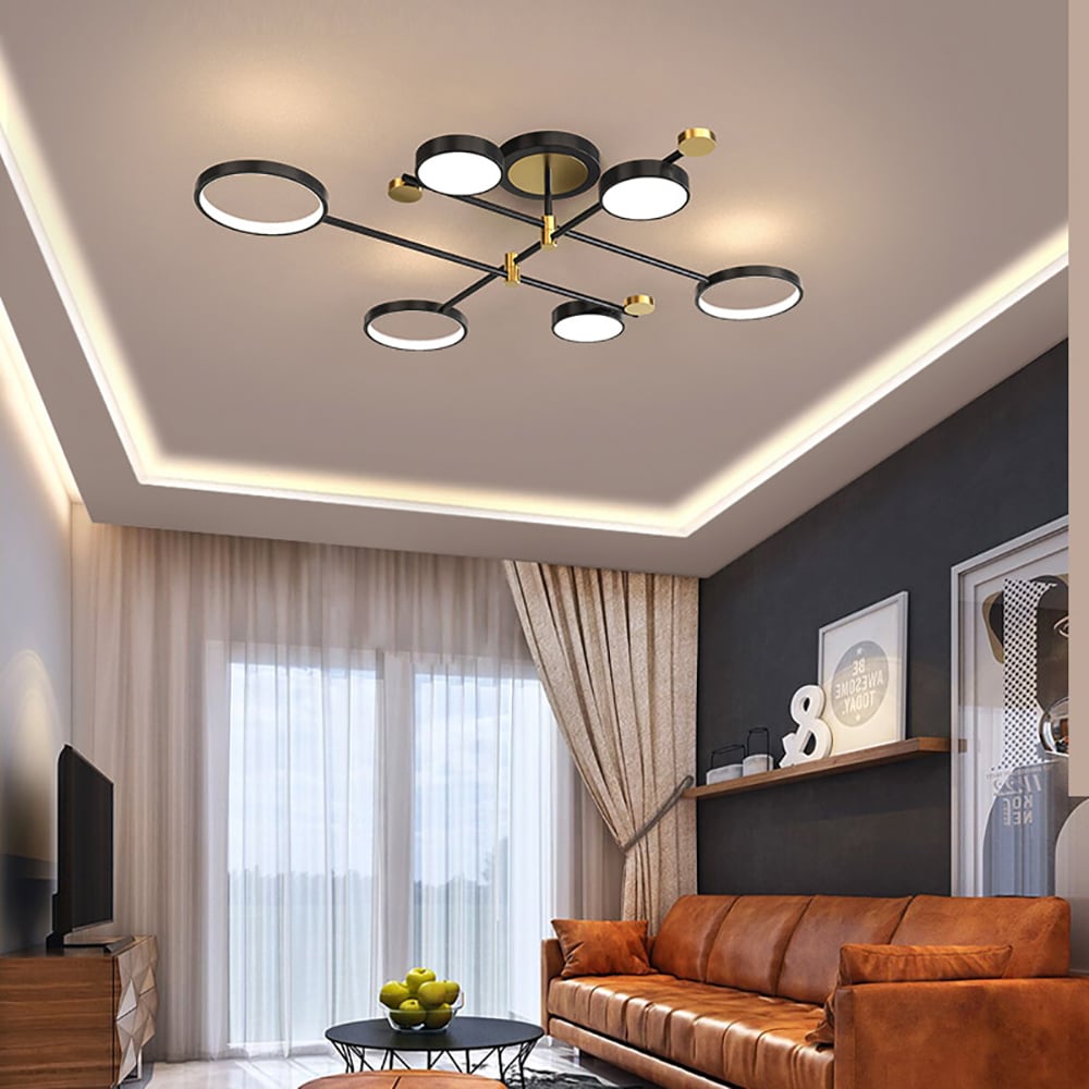 Questions and Answers for Nordic Style Semi Flush Mount Lighting Gold/Black Ceiling Light Fixture LED Ring