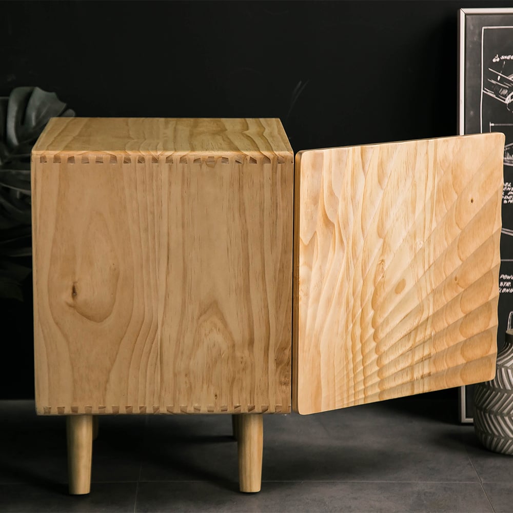 Avis Clients sur Table de chevet en bois de ferme avec porte et étagères de rangement à 2 niveaux pour chambre à coucher