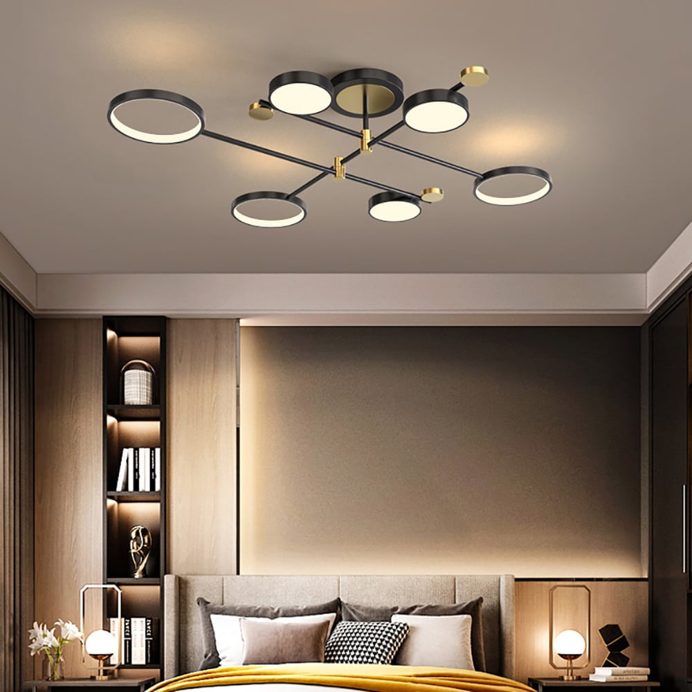 Questions and Answers for Nordic Style Semi Flush Mount Lighting Gold/Black Ceiling Light Fixture LED Ring